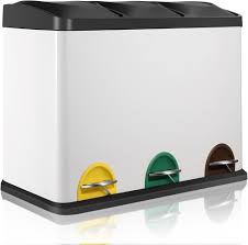 3-facks Kökssoptunna med Lock - 45L